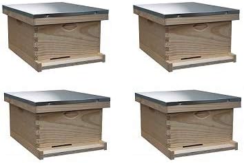 Complete Bee Hive Kit, Unpainted, Assembled, Made in The USA (Fоur Расk)