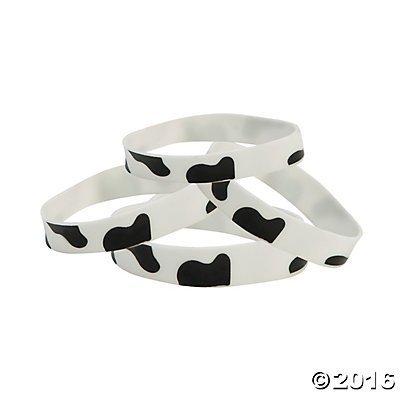 Cow Print Rubber Bracelets - 12 ct