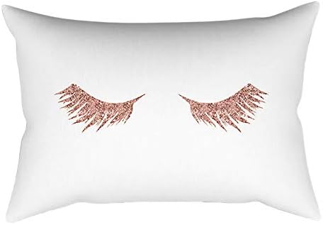 Pillow Cover Pillow Case LILICAT Rose Gold Pink Eyelashes/Geometric Pattern Rectangle Pillow Cover (30cm X 50cm) Home Decoration