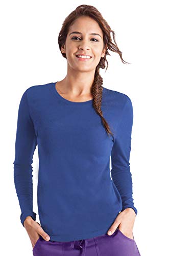 healing hands Scrubs Melissa 5047 Knit Long Sleeve Underscrub Tee Shirt- Royal- M
