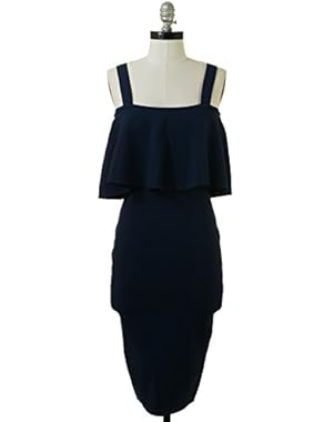 Flounce Fitted Dress in Navy