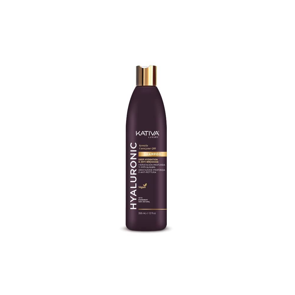 Kativa Luxe hyaluronic Acid Shampoo, Keratin + coenzyme Q10 | deep Moisture Supply & hyaluronic Acid, Vegan, 330ml