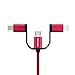 KOOTION MFI Certified 6ft 3-in-1 USB Charging Cable(Type C / Lightning / Micro) Charge / Sync for iPhone / Android,Red