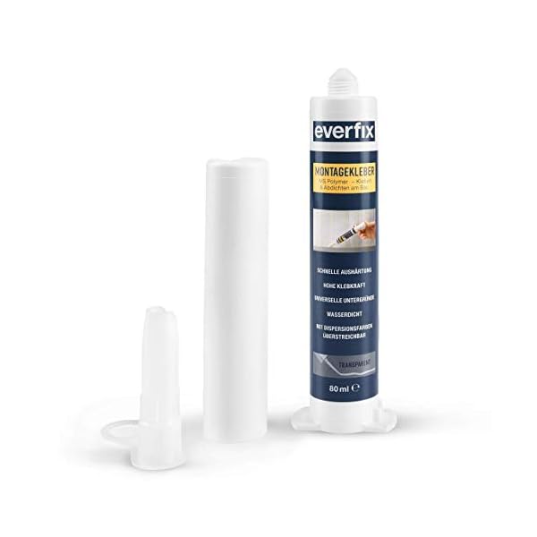 EVERFIX Montagekleber transparent klein 125 g, für innen und außen, extra starker Kraftkleber für Metall, Holz, Fliesen… – Bild 6