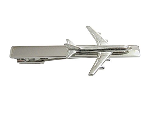 Smooth large commercial jet plane square tie clip