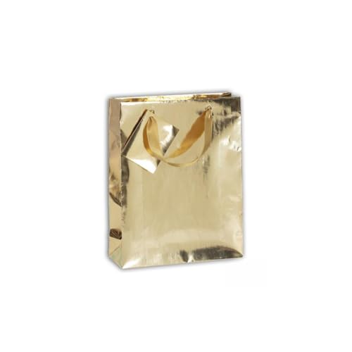 Clairefontaine 212848Cpack - Packung 5 Geschenktasche - Tüte , Format M (17x6x22 cm), Kollektion Trésor, 170g, Streifen - Gold - Weiß, geeignet für Geschenke, 1 Pack
