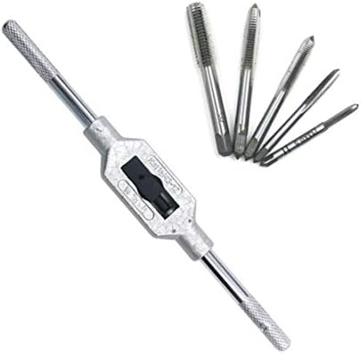 6 Pcs HSS Metric Hand Screw Thread Plug Taps Set M3 M4 M5 M6 M8, High speed steel Straight Flute Tap Drill Cutting Tools with M3-M12 Adjustable Tap Wrench Hand Tool (HSS)