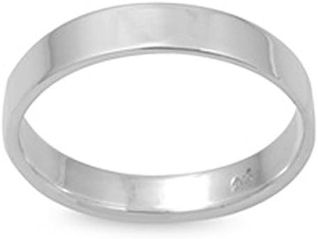 Solid 3mm Flat Plain .925 Sterling Silver Wedding Band Sizes 2-12