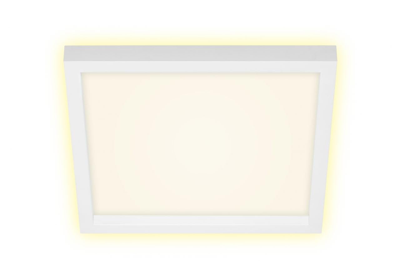 BRILONER Leuchten - LED Ceiling Light, Ceiling lamp incl. Backlight Effect, 18 watts, 2,400 lumens, 3,000 Kelvin, White, 293 x 293 x 39 mm (L x W x H)