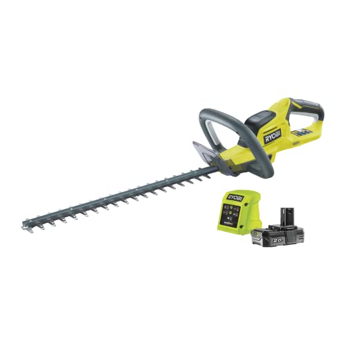RYOBI 18 V ONE+ Akku-Heckenschere RHT184520, 45 cm diamantgeschliffenes Messer mit Einer Schnittstärke von 18mm, inkl. Akku und Ladegerät