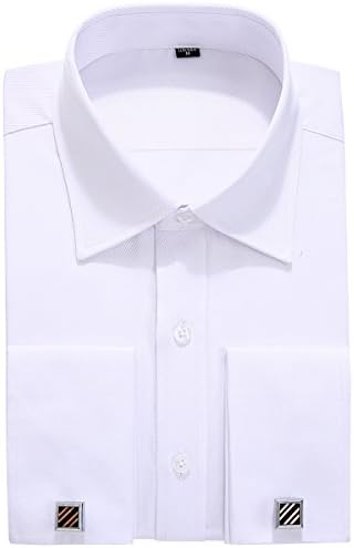 DRESSERVICE French Cuff Long Sleeves Fit Dress Shirts (Cufflink Included) (16” Neck-34"/35" Sleeve, FS06 White Twill)