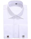 DRESSERVICE French Cuff Long Sleeves Fit Dress Shirts (Cufflink Included) (16” Neck-32