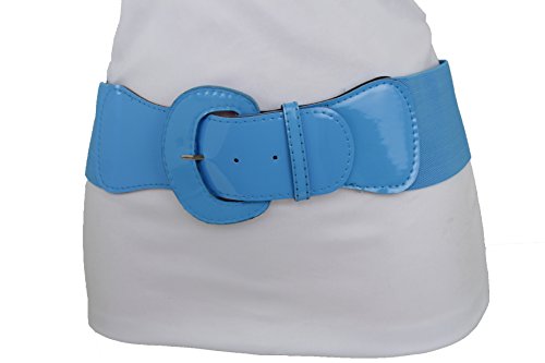 TFJ Women Wide Fashion Elastic Belt Hip High Waist Light Blue Waistband Size XS S M