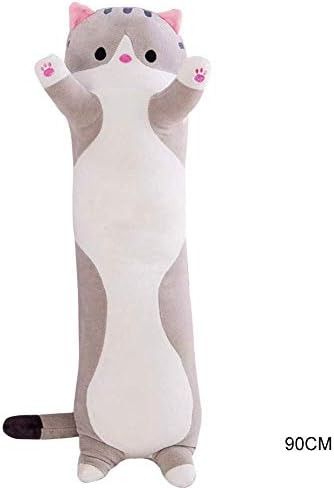 Mingrn Cute Plush Cat Doll Soft Stuffed Kitten Pillow Doll Toy Gift for Kids Girlfriend (Gray,90Cm)
