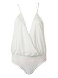Choies Women's Wrap Spaghetti Strap Cross Back Solid Bodysuit L