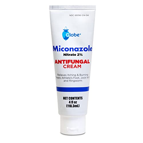 Globe Miconazole Nitrate 2 Antifungal Cream (4 oz Tube), Cures Most