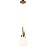 Kichler Deela 17” Pendant Light for Kitchen Island in Champagne Bronze with Satin Etched Cased Opal Glass, 1-Light Hanging La