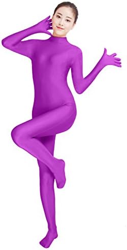 Amsicoo Adult One Piece Full Body Suit Lycra Spandex Unitard Bodysuit Skin Tights, Violet, XX-large
