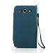 Leegoal(TM) Leather Flip Wallet Case with Credit/ID Card Slot and Free Screen Protector for Samsung Galaxy S3 i9300/SC-06D - Petroleum Blue