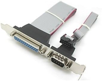 azazaz Serial DB9 Pin COM with Parallel DB25 Pin LPT Cable With PCI Slot Header Bracket