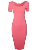 TAM WARE Women's Sophisticated Slim Fit Scoop Neck Short Sleeve Midi Dress