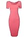 TAM WARE Women's Sophisticated Slim Fit Scoop Neck Short Sleeve Midi Dress