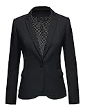 GRAPENT Women's Black Notched Lapel Business Casual