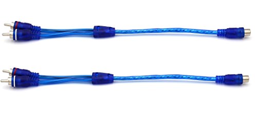 iExcell 2 Pcs Blue Female to 2 Male RCA Speaker Splitter Cable Adapter, Shielded