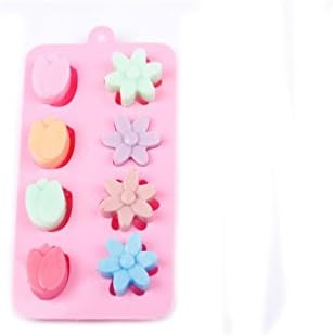 Sunsee New 3D 15-Tulip Flower Silicone Ice Cube Chocolate Cake Cookie Soap Mould Mold (Pink)