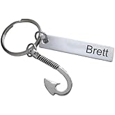 Custom Fish Hook Charm Keychain with Engraved Tag for Fisher, Father, Couples or Friends, Anniversary Keychain