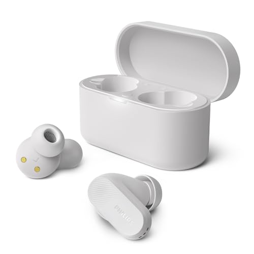 Philips TAT3509WT Noise Cancelling True Wireless In Ear Bluetooth Headphones - Small buds. Natural sound. Dynamic bass, Pocket-sized charging case, Clear calls Ideal for Commuting And Excersie - White