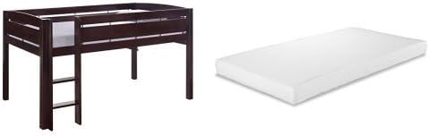 Canwood Whistler Junior Loft Bed + 2 Storkcraft Premium Comfort 5-inch Foam Twin Mattresses, Espresso