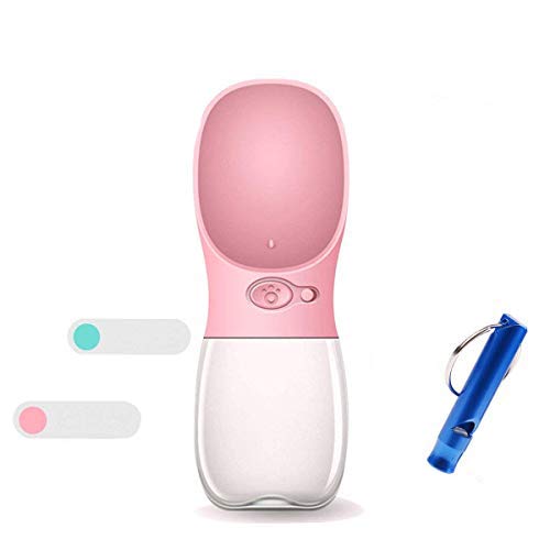 Dog Water Bottle, Portable Dogs Travel Water Bottle, Pets Feeder for Pet Walking Travelling Drinking (12 oz, Pink)