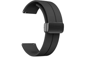 Magnetic Watch Band for 22mm Lightweight Soft Silicone Sport Watch Band, Universal Replacement Folding Buckle for Men's and W