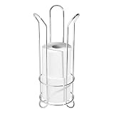 iDesign Classico Metal Toilet Tissue Roll Reserve Organizer for Bathroom, Compact Organizer, Holds 3 Rolls of Toilet Paper, Silver