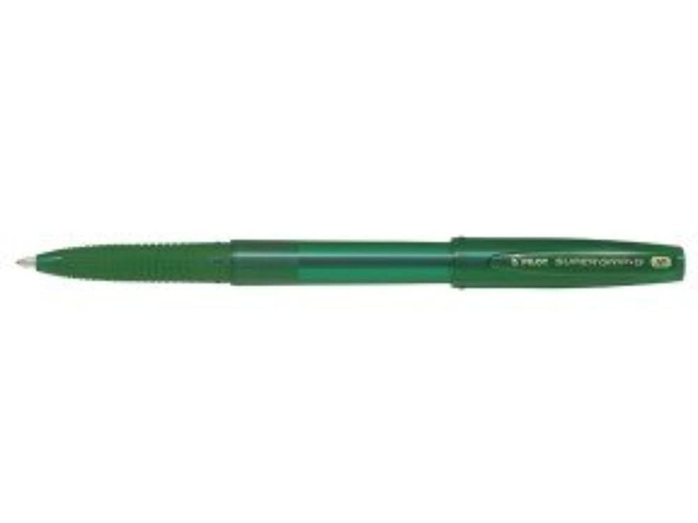 Pilot Medium Line 1 mm Tip Super Grip G Stick Ballpoint Pen - Green, Box of 12