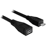 Delock Kabel USB Verl&auml;ngerung micro-B Stecker zu micro-B Buchse 1m
