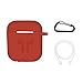 LIKDAY AirPods Case with Strap Protective Silicone Cover with Carabiner for Apple Airpods Accessories ( Red )