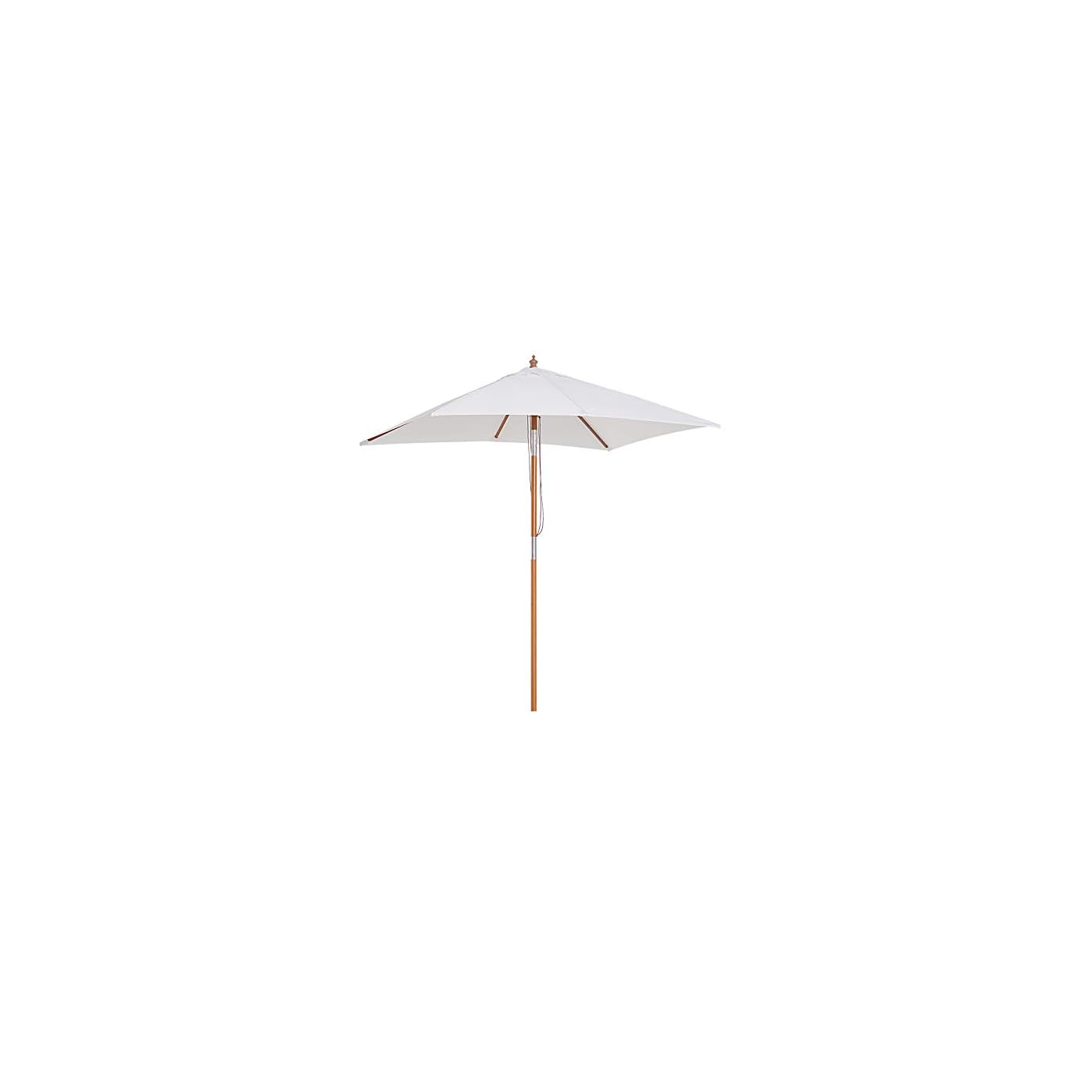 Outsunny Sombrilla Parasol 2x1.5m de Bambú Madera para Jardín Terraza