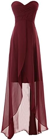 Promshow Women's Sweetheart High Low Chiffon Prom Party Dress Size 2 Burgundy