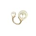 Double Mismatch Imitation Pearl Alloy Cuff Adjustable Statement Ring Golden with Gift Box Mother's Gift