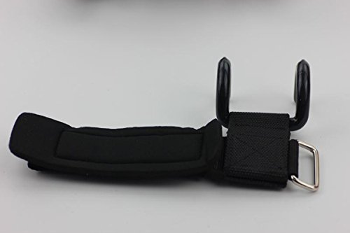 Gym Power Weight Lifting Hooks Grips With Thick Neoprene Padded Wrist Support (Pair) - Thumbnail 3