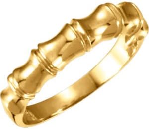 18kt Yellow 5mm Men's Bamboo Design Tapered Band