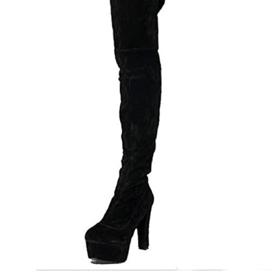 Amazon 2way スエード ニーハイブーツ ロングブーツ 太ヒール 厚底