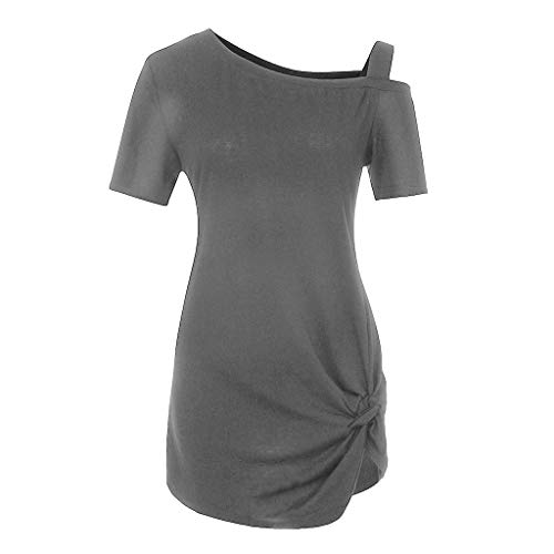 image for Toimothcn Women's Tunic Tops Short Sleeve One Shoulder Casual Side Twi