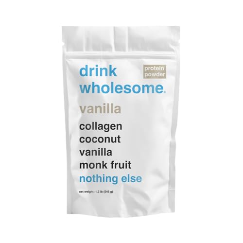 drink wholesome Vanilla Collagen Protein Powder for Sensitive Stomachs | Minimally-Processed, Whole-Food Protein | Additive-Free, Dairy-Free, Gluten-Free | Low FODMAP