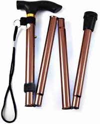 Walking Stick Easy Folding Adjustable Aluminium Cane for Men Women, Lightweight Collapsible Sticks Extandable Height, Flexible and Durable Mobility Aids Plain Multi Colors (Bronze)