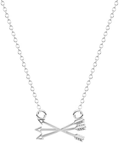Unique Jewelry Necklace Gold Silver Plated Simple Piercing Crossed X Arrow Necklace Bijoux Femme