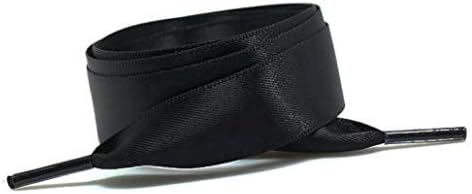 5Five 2 cm Lace Silk Satin shoelace Satin bandwidth flat Shoelaces size 120cm (Black)