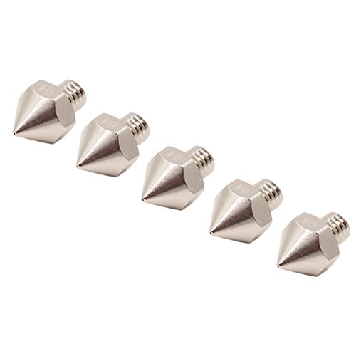WINSINN 3D Printer MK8 Nickel Plating Nozzle M6 .4mm Hotend Extruder - for Creality CR-10 Reprap Makerbot MK8 Ultimaker UM2 1.75mm Filament (Pack of 5Pcs)